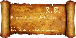 Kratochvila Balázs névjegykártya